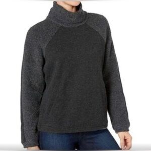 Prana Small Womens Lockwood Wool Blend Charcoal Grey Pullover Mock Neck Sweater